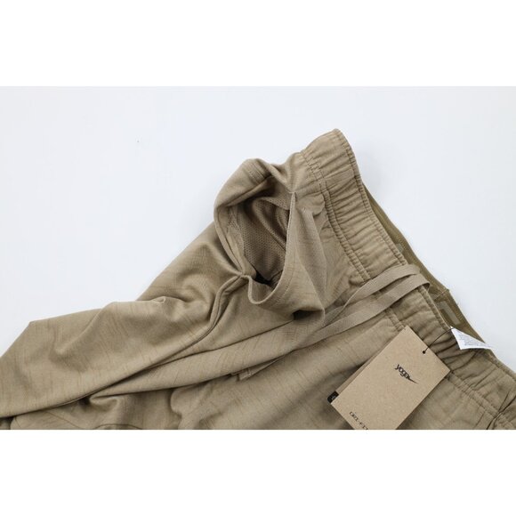 New Nike Yoga Mens Small Mini Swoosh Cuffed Sweatpants Joggers Heather Beige - Picture 6 of 11